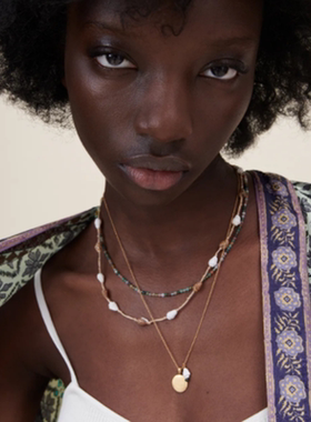 五彩石串珠欧美长项链