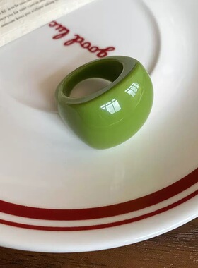 糖果色树脂几何椭圆戒指食指戒时尚简约小众设计感指环