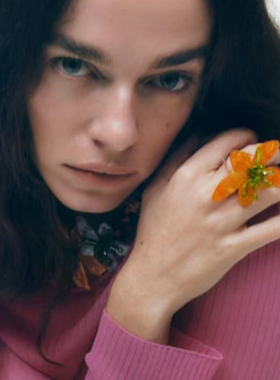 编织水晶树脂花朵项链女