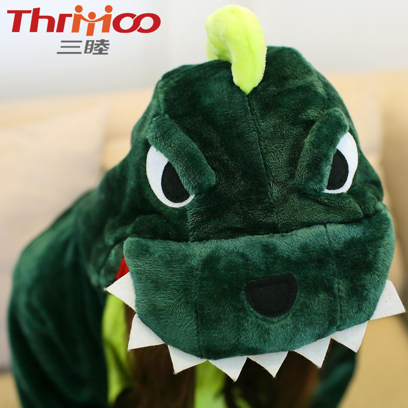 珊瑚绒恐龙动物连体秋冬季可爱睡衣 thrmoo三睦睡衣/家居服套装