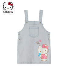 Детская джинсовая юбка hellokitty官方童装女童背带裙子棉针织牛仔裙连衣裙