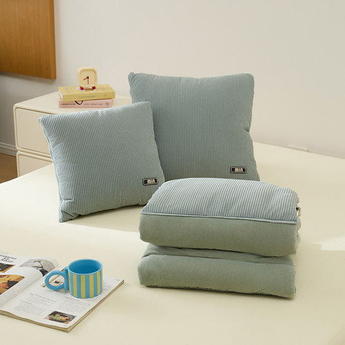 加厚简约抱枕被子两用二合一折叠汽车载枕头被办公室午睡毯子靠枕 - 图3