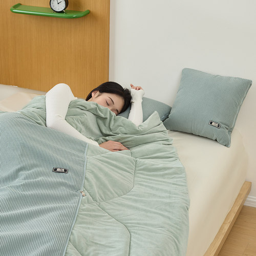 加厚简约抱枕被子两用二合一折叠汽车载枕头被办公室午睡毯子靠枕 - 图1