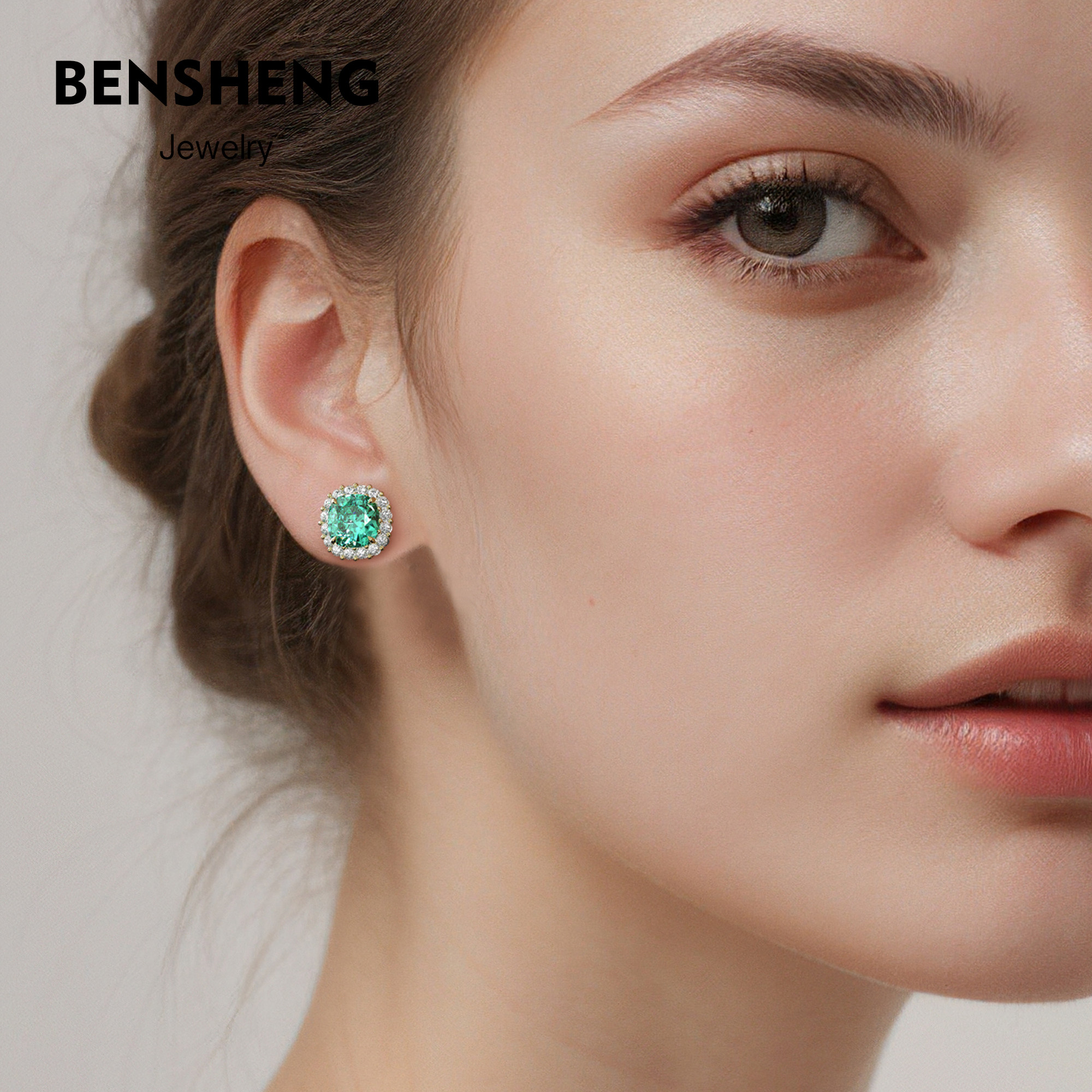 莫桑钻2.4克拉实验室培育帕拉伊巴石榴石耳钉女s925纯银耳环耳饰,淘宝优惠券,粉丝福利购,淘宝优惠卷