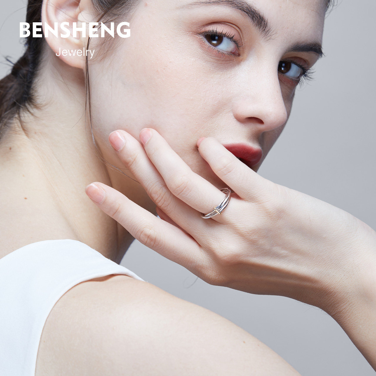 bensheng相伴纯银9k黄金结婚对戒指 本笙戒指/指环