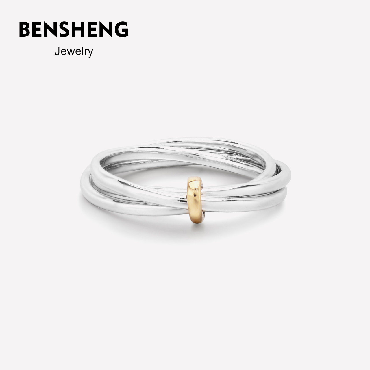 bensheng相伴纯银9k黄金结婚对戒指 本笙戒指/指环