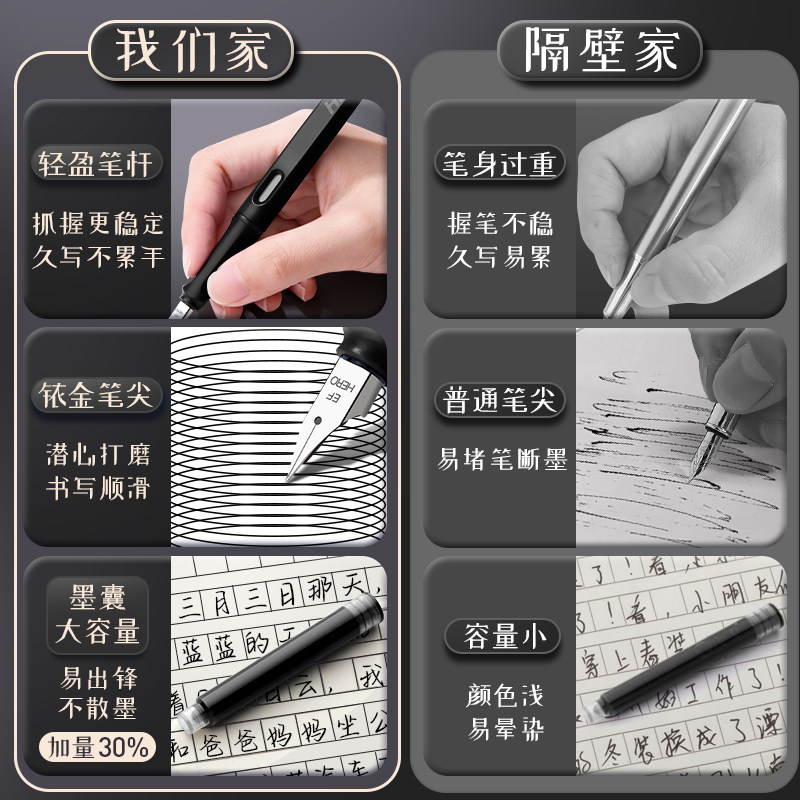 英雄牌359钢笔小学生三年级专用速干墨囊儿童初学者硬笔书法正姿练字男女生五年级高颜值可替换墨囊官方正品,淘宝优惠券,粉丝福利购,淘宝优惠卷