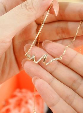 FANC范家心动信号系列怦然心动水波纹小众设计感冷淡风锁骨链项链