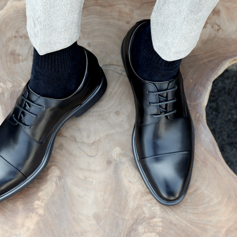 基情碎月旗舰店皮鞋男商务正装系带三接头尖头德比鞋男软皮软底西装真皮男士皮鞋3
