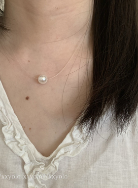 xxyolo/人鱼之恋 透明锆石珍珠简约百搭叠戴高级感轻奢气质锁骨链