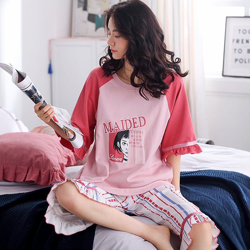 迷鸽睡衣女夏纯棉短袖春秋冬学生韩版清新女薄款两件套装家居服 迷鸽睡衣女夏纯棉短袖春秋冬学生韩版清新女薄款两件套装家居服