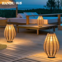 Straw Terrace Light Outdoor Waterproof Villa Garden Light Solar Terrace Lamp Charging Portable Lamp Yard Decoration Floor Lamp