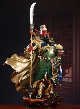 纯铜太古彩立刀关公摆件客厅供奉