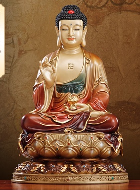 纯铜太古彩三宝佛药师佛佛像摆件