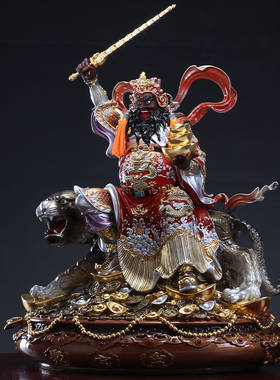 彩绘赵公明五路财神佛像客厅纯铜