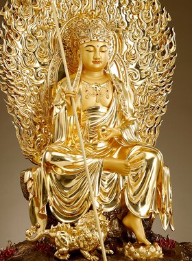 道明谛听地藏王佛像客厅摆件纯铜