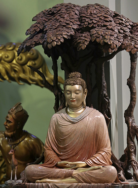 鹿苑悟道风高温着色释迦摩尼铜雕