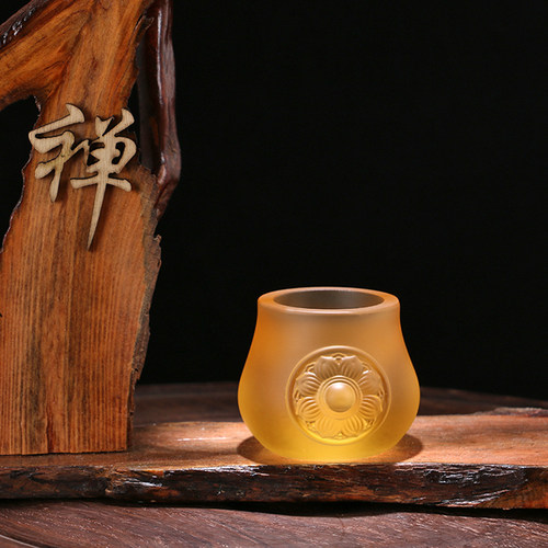 圆通佛具琉璃供杯拜神供佛莲花圣水杯水晶杯供奉关公财神酒杯茶杯 - 图0