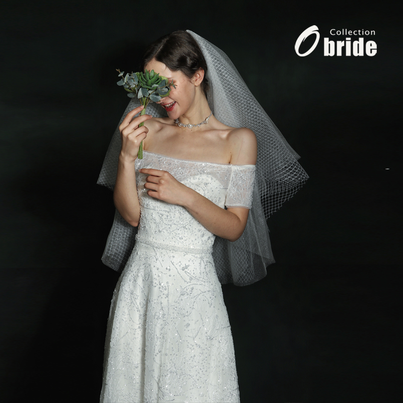 Obride[美雪]法式出门轻婚纱高端礼服一字肩婚纱新娘小个子礼服-图1