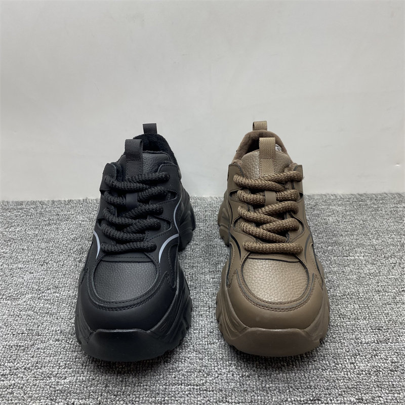 专柜处理2024冬季新款真皮加绒老爹鞋女百搭厚底增高轻便休闲女鞋,淘宝优惠券,粉丝福利购,淘宝优惠卷