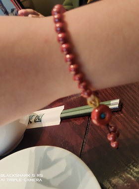 新中式朱砂平安扣串珠手链女2024新款轻奢小众精致手链手饰