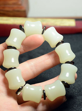 路路通男女款桶珠挂件新疆和田玉