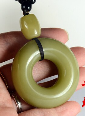 平安扣把件车挂饰品天然和田玉