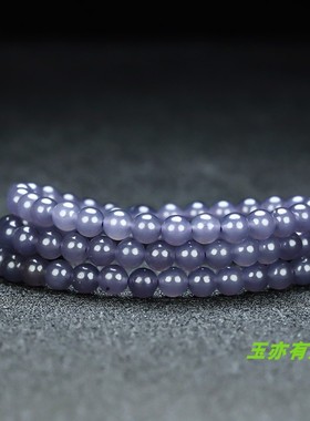 和田玉烟紫手串项链新疆玉烟灰多圈手链项链圆珠佛珠项链玉坠玉佩