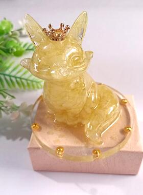 创意新品水晶碎石小狐狸摆件树脂动物摆件家居桌面办公室装饰礼物