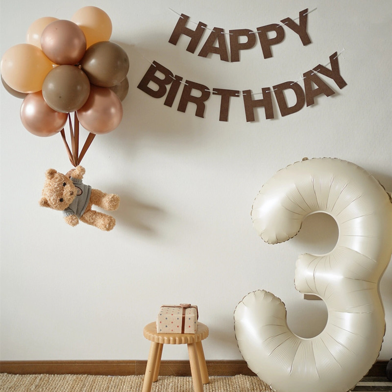 网红周岁生日小熊气球场景布置装饰儿童宝宝男女孩快乐派对背景墙 - 图2