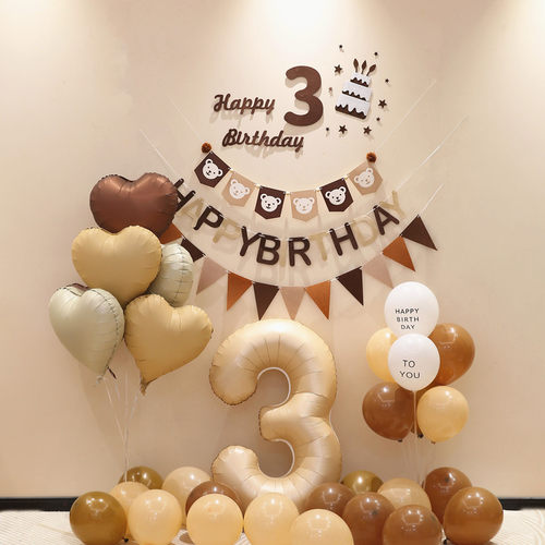 周岁生日场景布置装饰品男孩女孩儿童数字气球生日快乐派对背景墙 - 图3