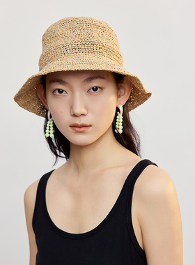 【灵感搭配】AUM噢姆2026年夏季新款休闲立体蝴蝶结混纱草编帽女