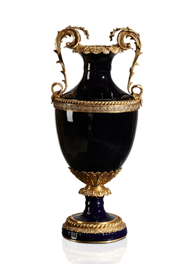 欧式风复古双耳陶瓷摆件家居装饰