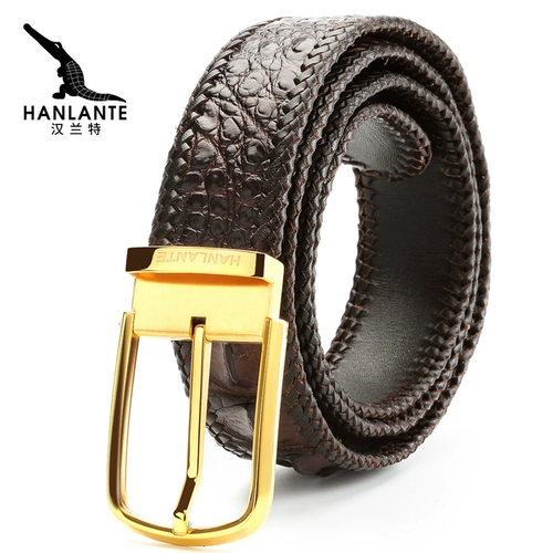 汉兰特 Мужской высококлассный плетеный трендовый ремень, Таиланд, крокодил, из натуральной кожи, в корейском стиле