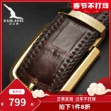 汉兰特 Мужской высококлассный плетеный трендовый ремень, Таиланд, крокодил, из натуральной кожи, в корейском стиле