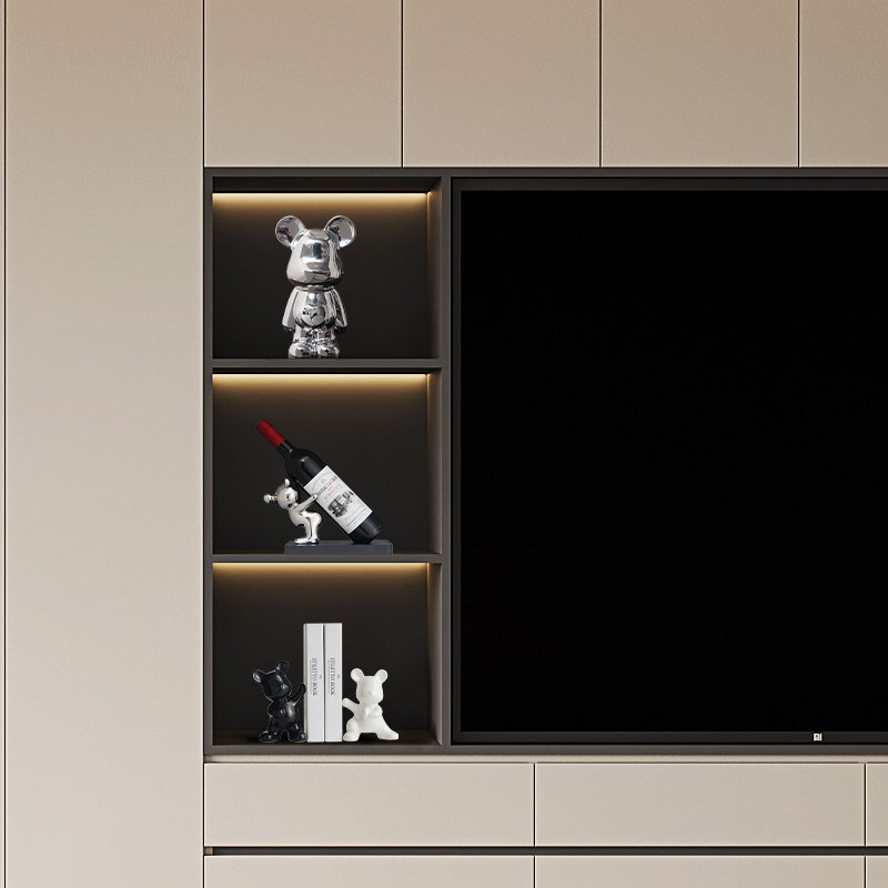 轻奢陶瓷电镀暴力熊摆件客厅酒柜组合创意书档红酒架酒托装饰套装,淘宝优惠券,粉丝福利购,淘宝优惠卷