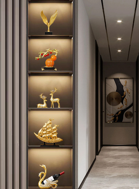 新中式办公室招财摆件客厅书房高档酒柜装饰品博古架玄关乔迁送礼