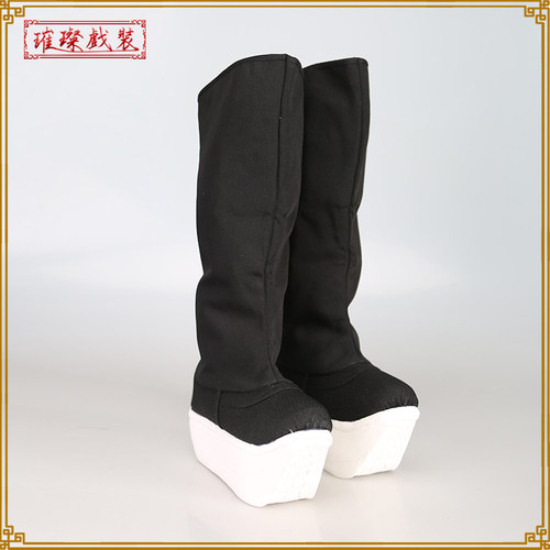 戏曲纸高靴京剧越剧豫剧戏剧武小生朝靴武生高帮靴老生纸底厚靴子 - 图2