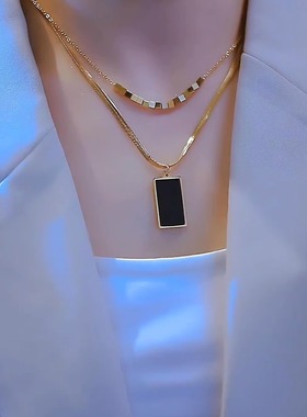 钛钢钛钢项链双层叠戴男女不掉色