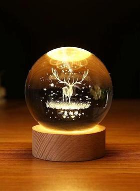 创意可定制发光水晶球摆件圣诞节生日礼物女生闺蜜送男友同学