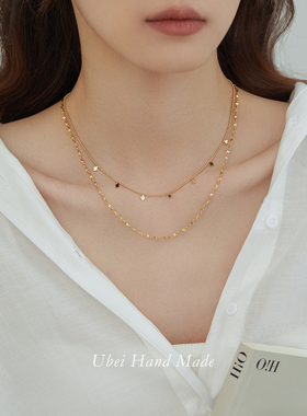 有北手作高级设计感双层叠戴项链