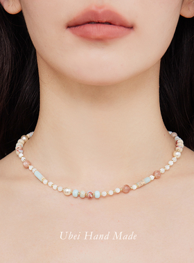 天然石彩色小众设计锁骨链多巴胺