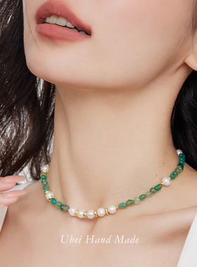 项链绿玛瑙复古新中式女