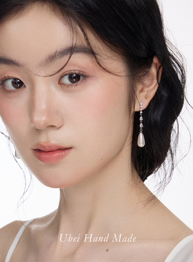 法式长款水滴珍珠耳坠女复古宫廷