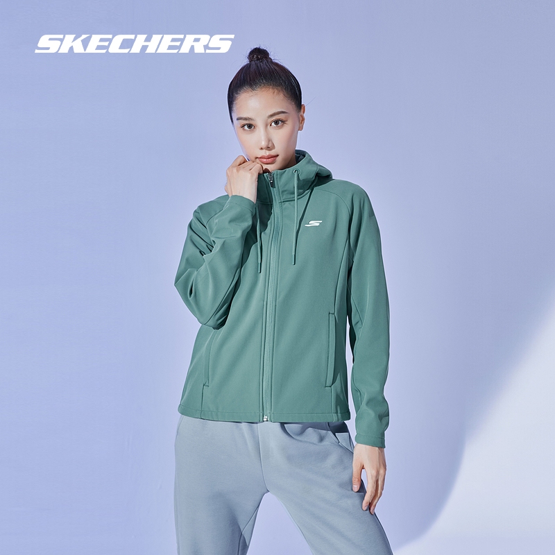 Skechers斯凯奇新款软壳外套女防泼水连帽跑步休闲运动户外上衣 - 图3