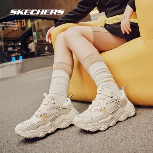 Skechers斯凯奇啵啵熊男女同款轻质运动鞋拼接厚底老爹鞋休闲鞋-图3