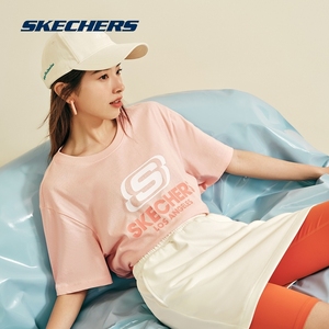 Skechers斯凯奇2024年情侣t恤女上衣休闲宽松圆领运动短袖