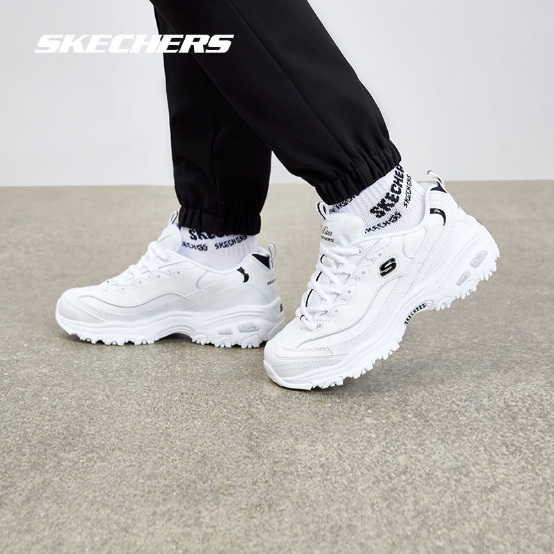 Skechers斯凯奇女鞋情侣鞋厚底休闲小白鞋舒适运动鞋老爹男鞋子