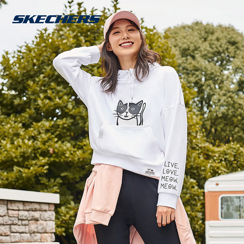 Skechers Animal Print Hooded Pullover Women's Leisure Sports Sweater L419W140