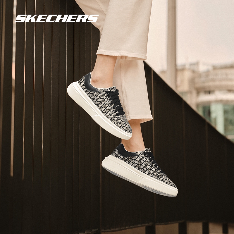 Skechers斯凯奇新款女鞋时尚满印花厚底内增高百搭休闲运动板鞋